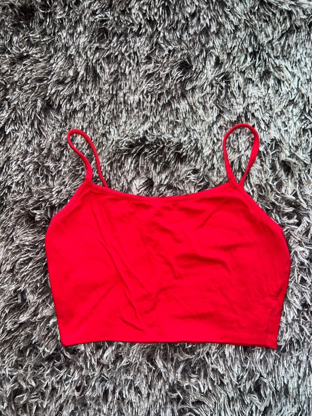 Active Basic Bright Red Spaghetti Strap Crop Camisole
